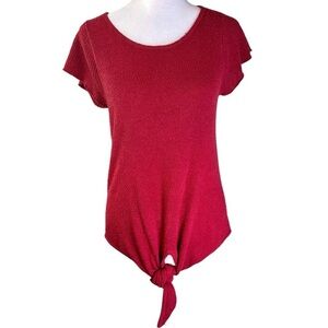 Madewell Flutter Sleeve Front Tie Sweater Tee Size XS